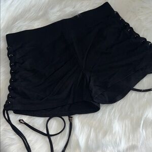 Black Lace-Up Shorts